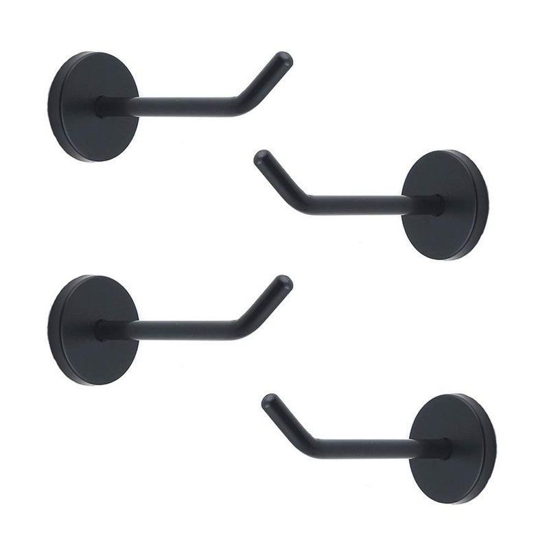 NELXULAS Classic Black Stainless Steel Heavy Duty Coat Hook, Durable Robe Hanger Wall Mount Hook, Perfect Touch Your Bathroom, Bedroom, Closets, Wardrobe, Kitchen (4", 4 PCS) - Image 1